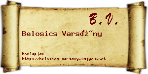 Belosics Varsány névjegykártya